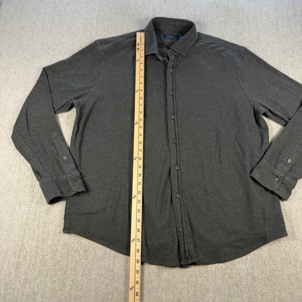 Polo Ralph Lauren Button Down Shirt Mens XXL Gray Knit Jersey Long Sleeve